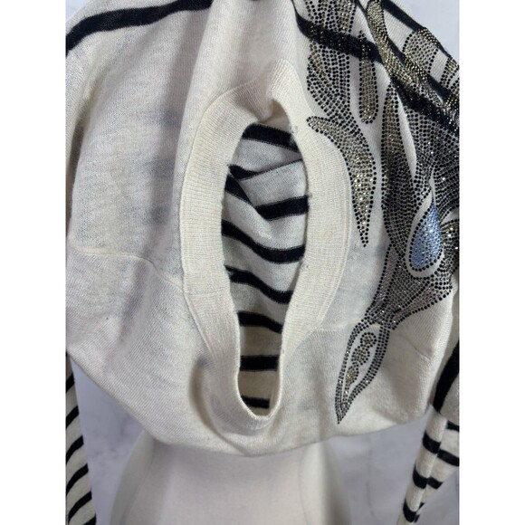 Zadig & Voltaire Cashmere Sweatshirt Sz M Thin Striped Bling Rhinestone Sweater - Picture 13 of 16